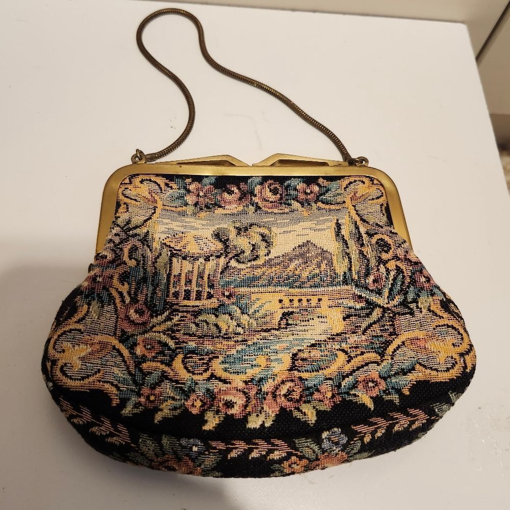 Vintage VG 1950s Lord & Taylor Tapestry Cocktail Purse Made in West Germany